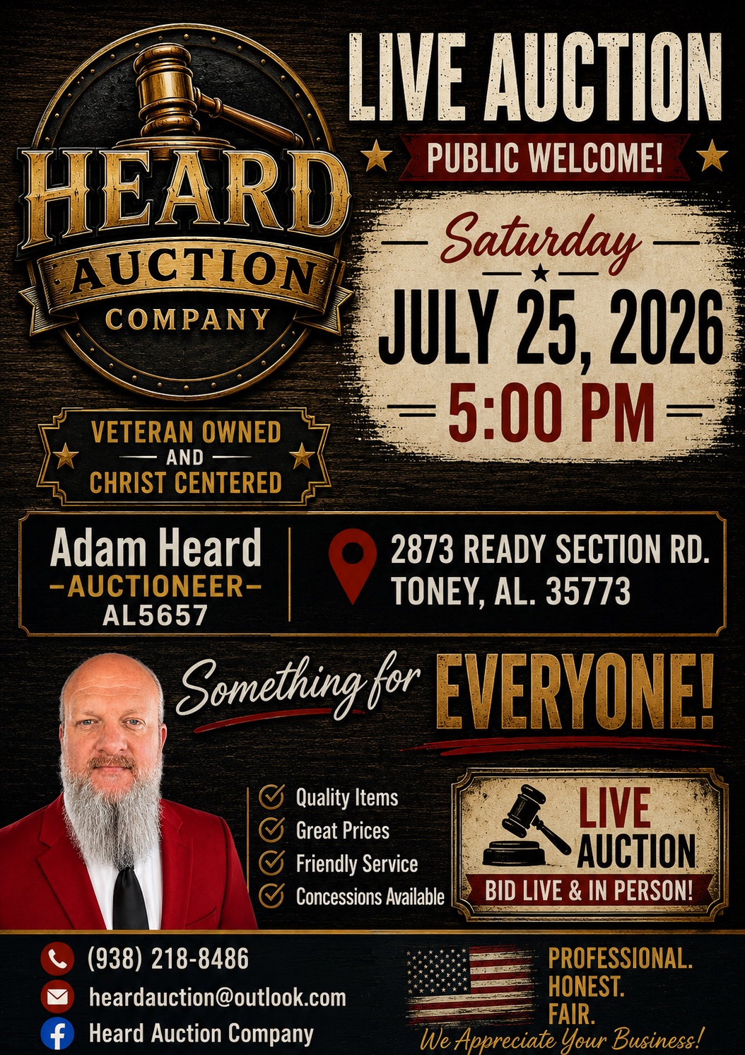 Upcoming Heard Auction Company auction flyer
